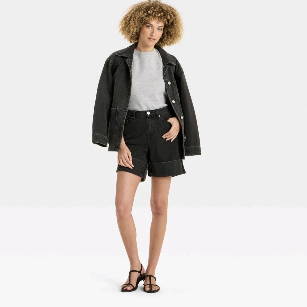 Future Collective Black Jean Shorts High-Waisted Relaxed Fit